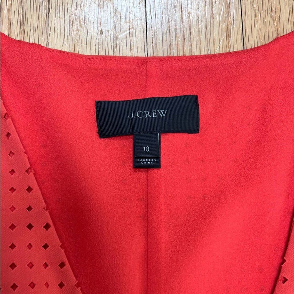 J.Crew Bright Coral Eyelet Midi Dress Sleeveless V Neck - Picture 2 of 5